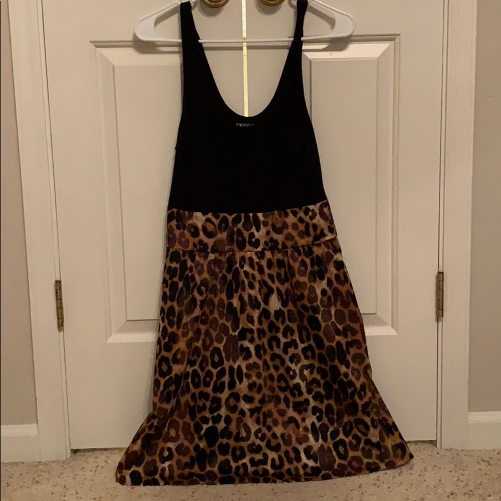Express high waisted dress in leopard and black